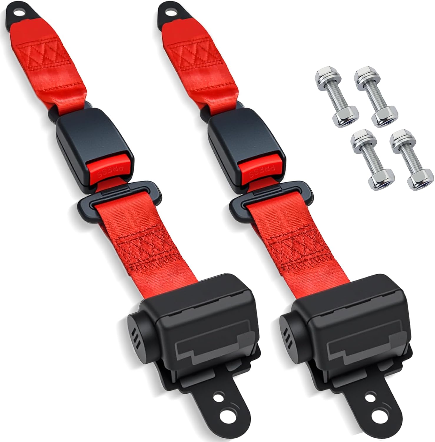 Orle Oko Retractable Golf Cart Seat Belts (2 Pack) for EZGO, Yamaha, Club Car DS Precedent - 42" Universal Safety Belts