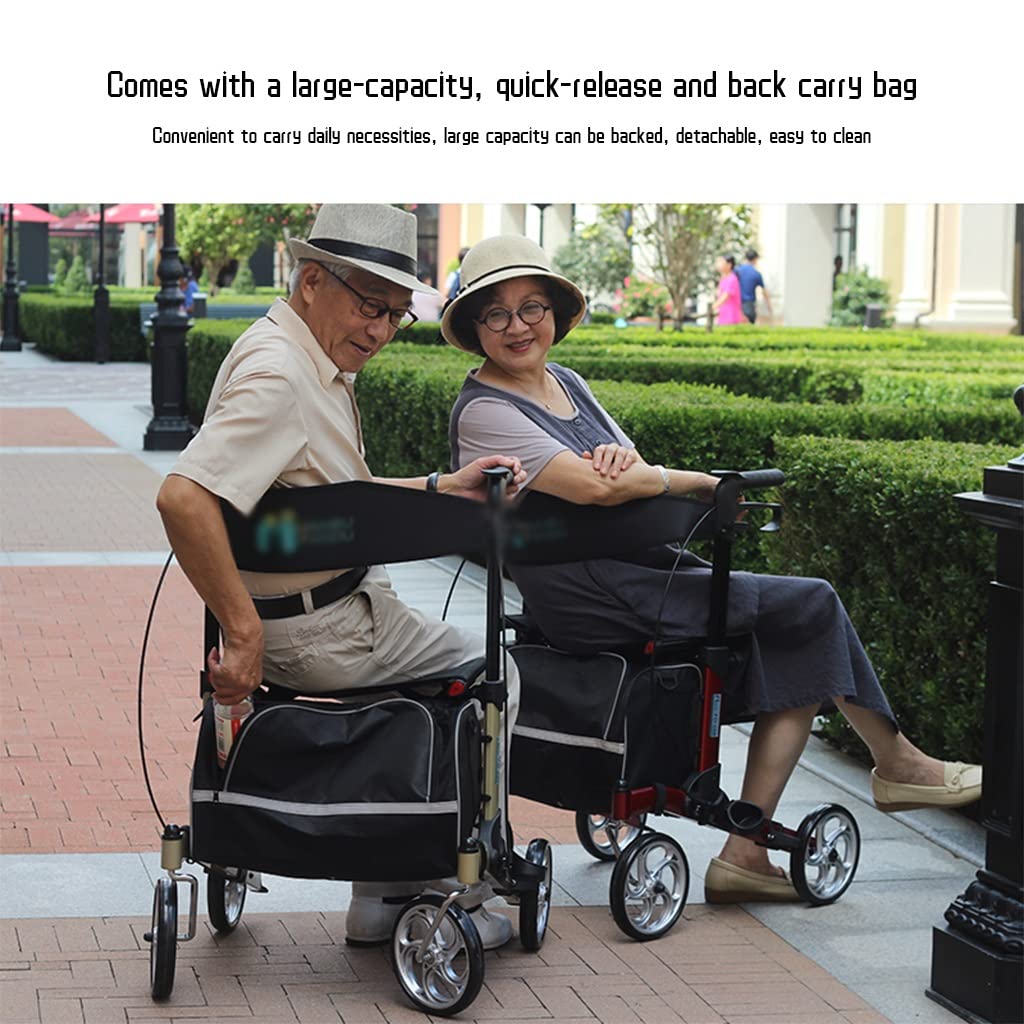 Rollator Mobility Walking Aid dla osób starszych, składany chodzik Rollator dla seniorów, Rolling Mobility Walking Aid z (czerwony 61,5 x 69 x 77,7 cm)