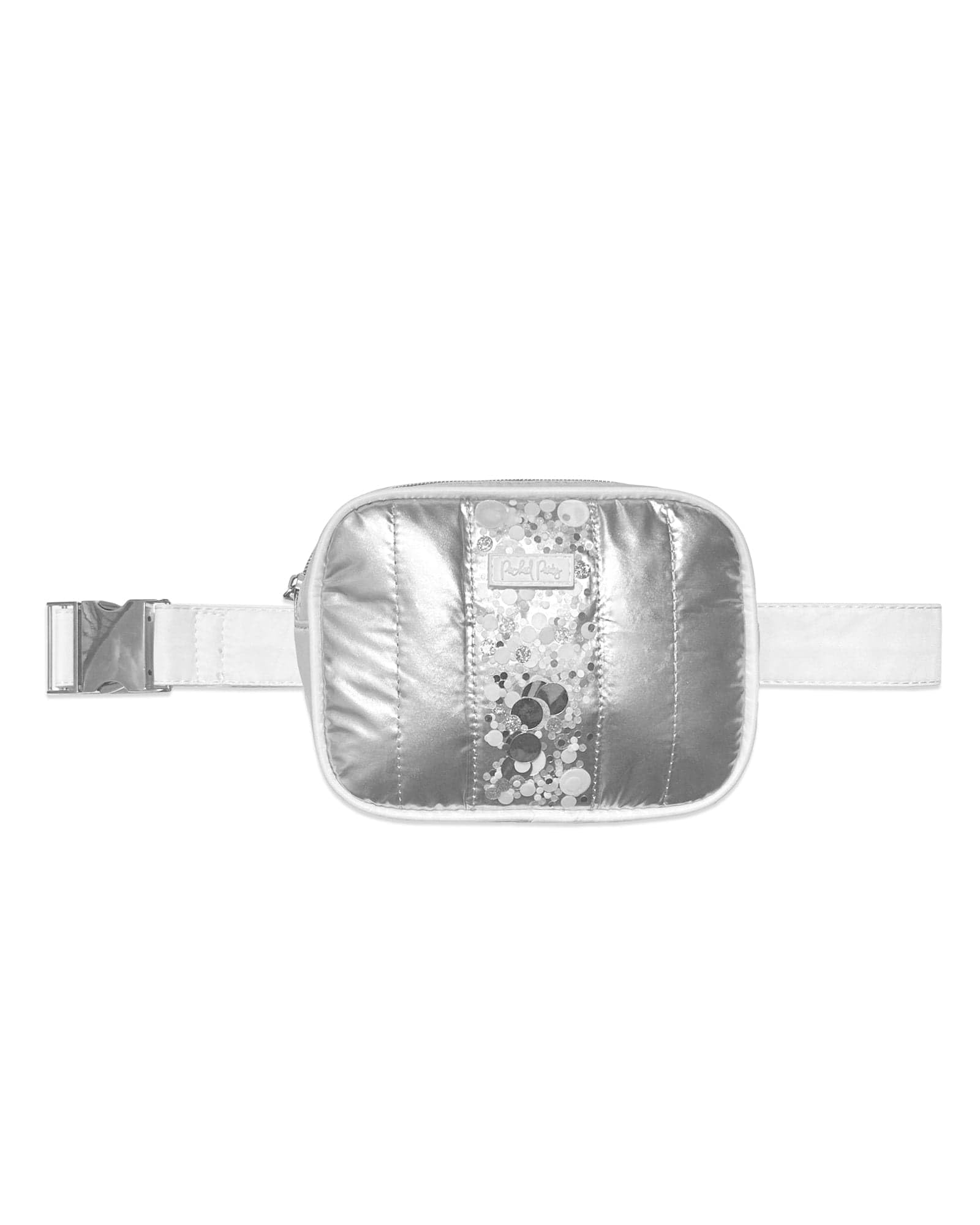 Packed Party Confetti-Filled 7.5" Silver Belt Bag