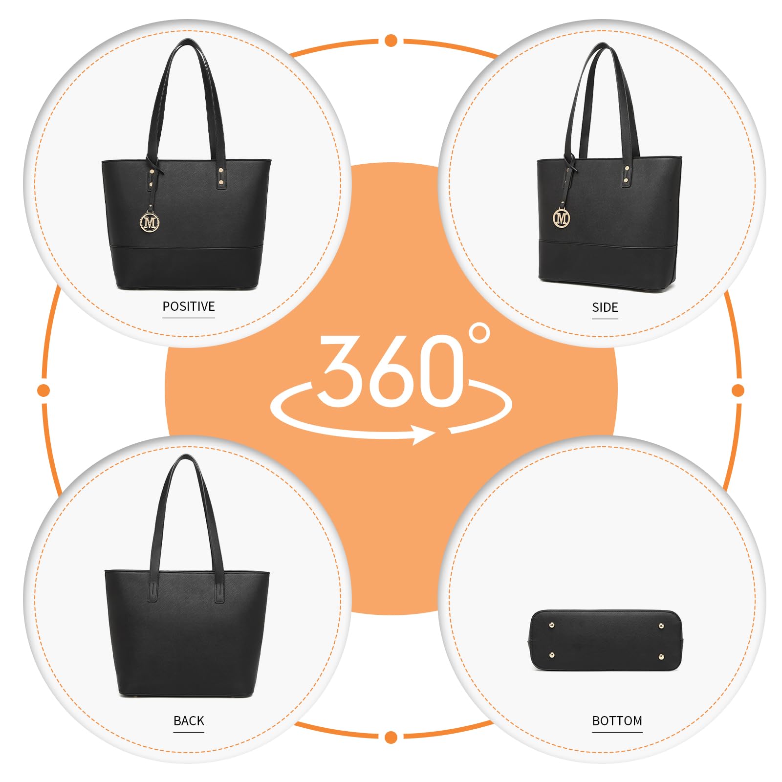 Miss Lulu Bolso Mujer Grande - Bandolera Combo - Con Gran Capacidad y Material Resistente - Perfecto para el Dia a Dia en la Universidad y Actividades Cotidianas