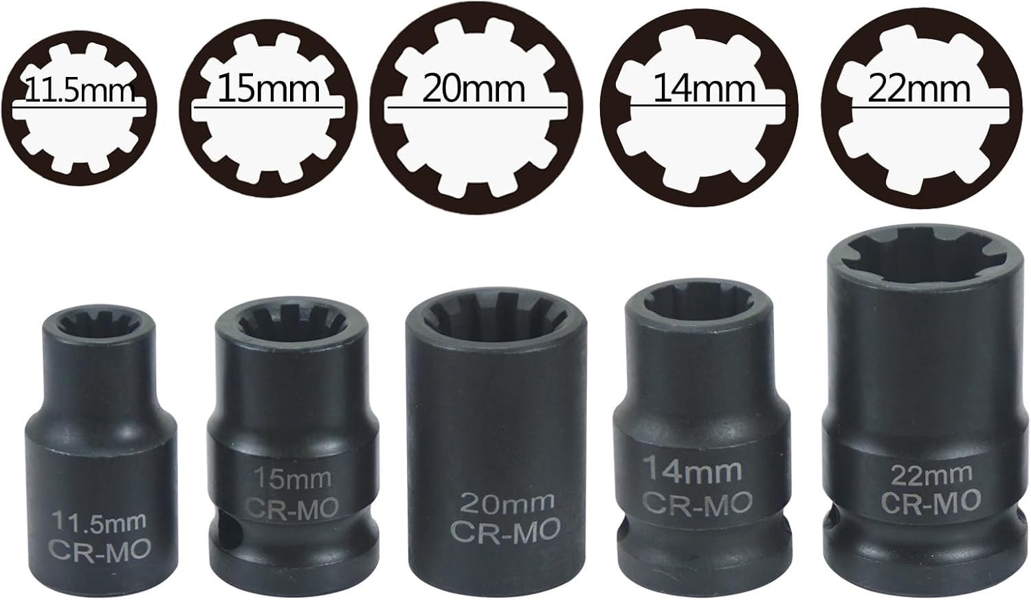 17PCS Brake Adjusting Tools Brake Caliper Socket Set Kit 11.5/20/22/mm H7 H8 H9 for Audi VW BMW Benz Porsche, Pentagon Caliper Socket