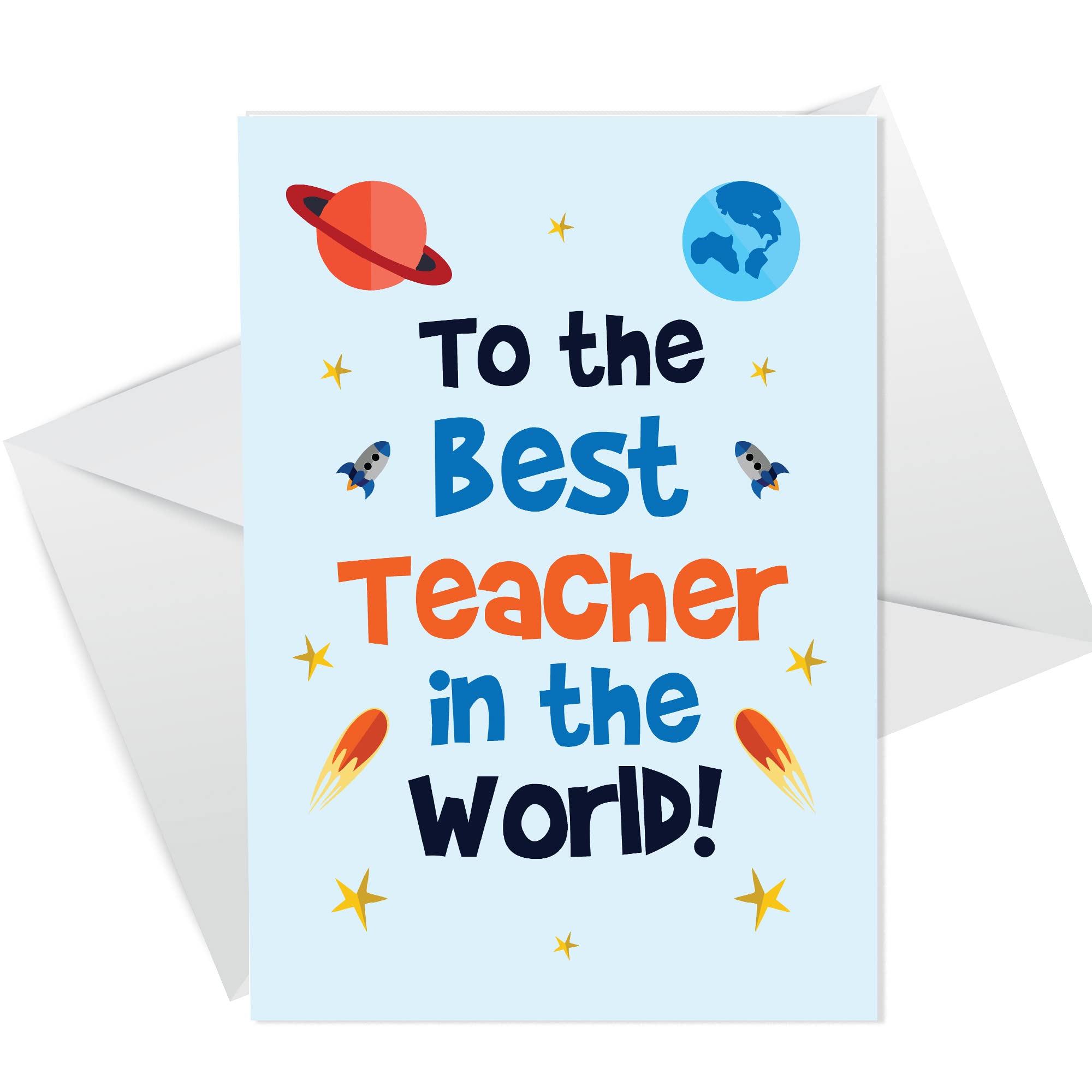 Thank You Card For Teacher Best World Space Theme Leaving School Teacher Card