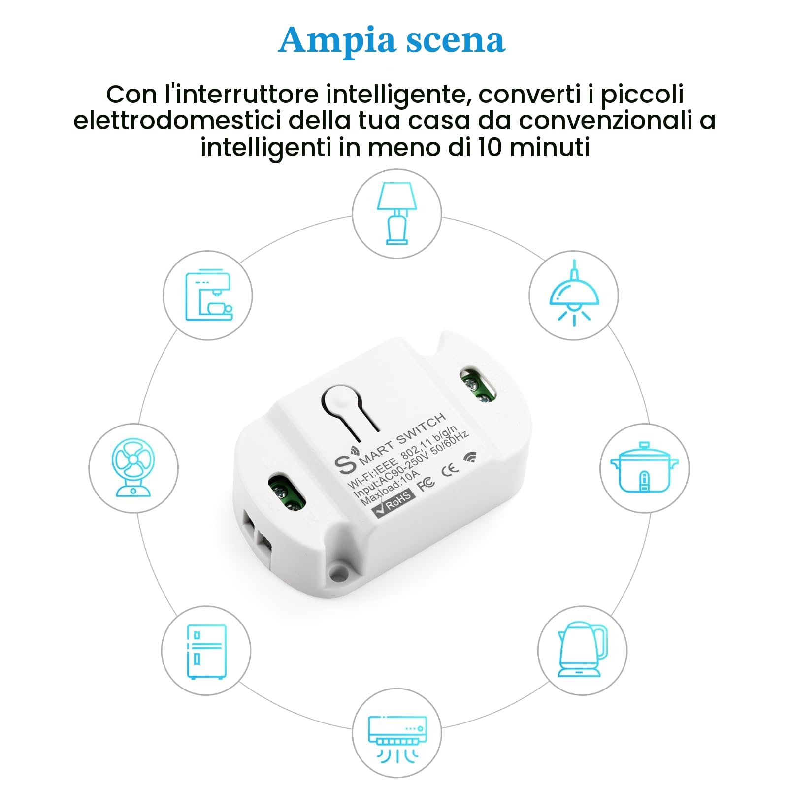 1PC Interruttore Alexa Luci, Interruttore WiFi, Interruttores Smart Compatibile Con Alexa, Google Home, interruttores intelligente Controllo Vocale Controllo Tuya/Smart Life APP
