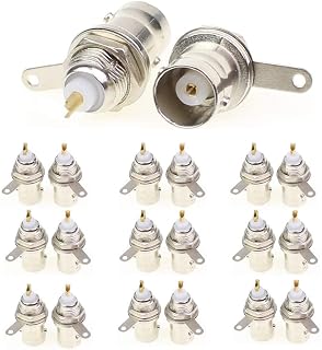 V-Fiabilidad 20 in Pack BNC Female Panel Mount Connector with Nut Bulkhead Panel RF Connector Solder Jack Adapters for RG58 RG59 RG6 RF Coaxial Cable