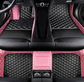 SARAHS Customized car Floor mats -Suitable for 99% of Cars, SUVs, and Trucks - car Pads to Protect Vehicle Interior Floor Accessories (Pink and Black)
