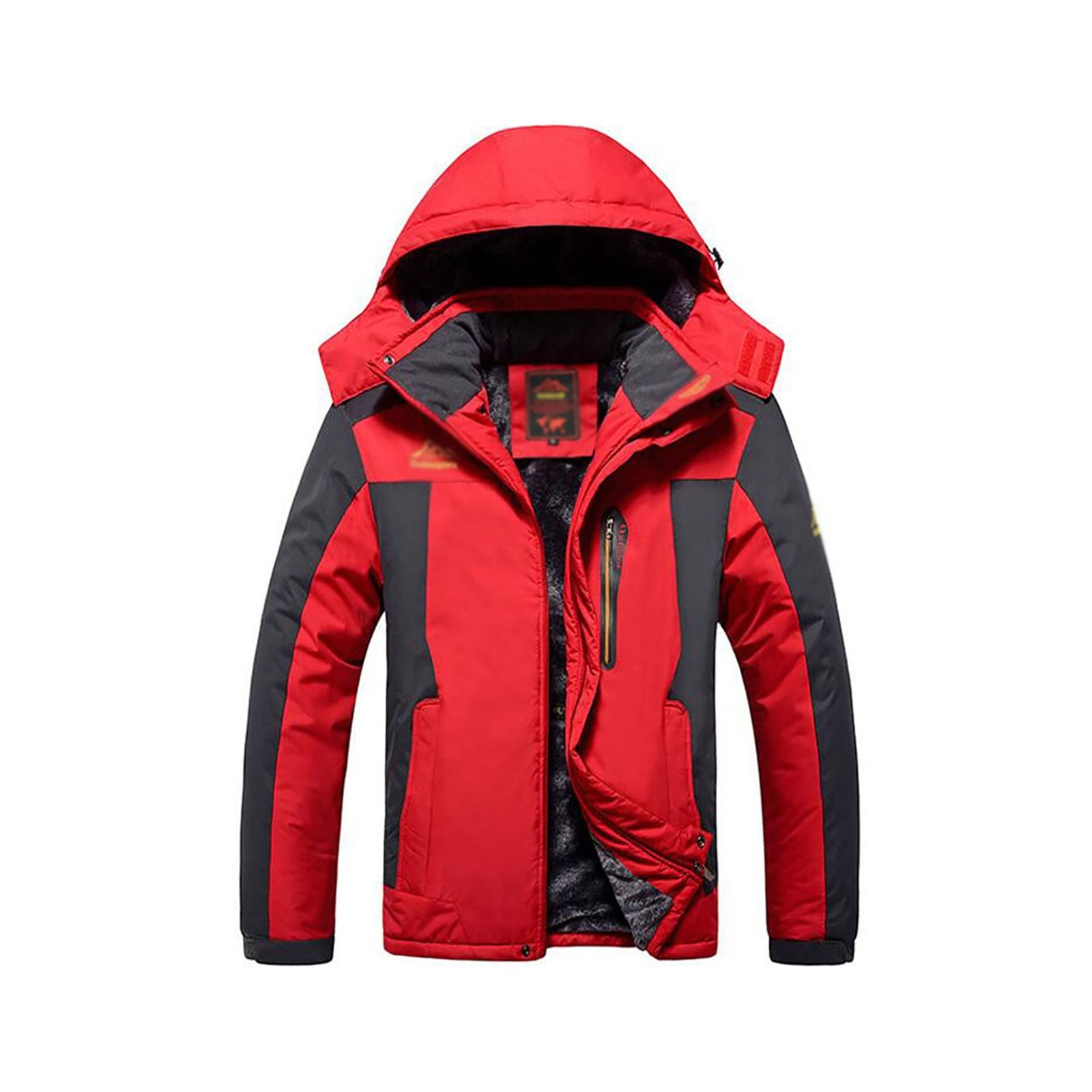 CLSQLXYJZC Chaqueta a prueba de viento para exteriores, forro polar impermeable de invierno, chaqueta de montaña ligera para senderismo, para chaquetas de pesca de caza con capucha extraíble informal