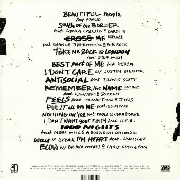 Image of Choklate Records - Ed Sheeran No.6 Collaborations Project Vinyl LP Record | Studio Album | Pop Music Collector's Edition | English Record (2 LP SET)