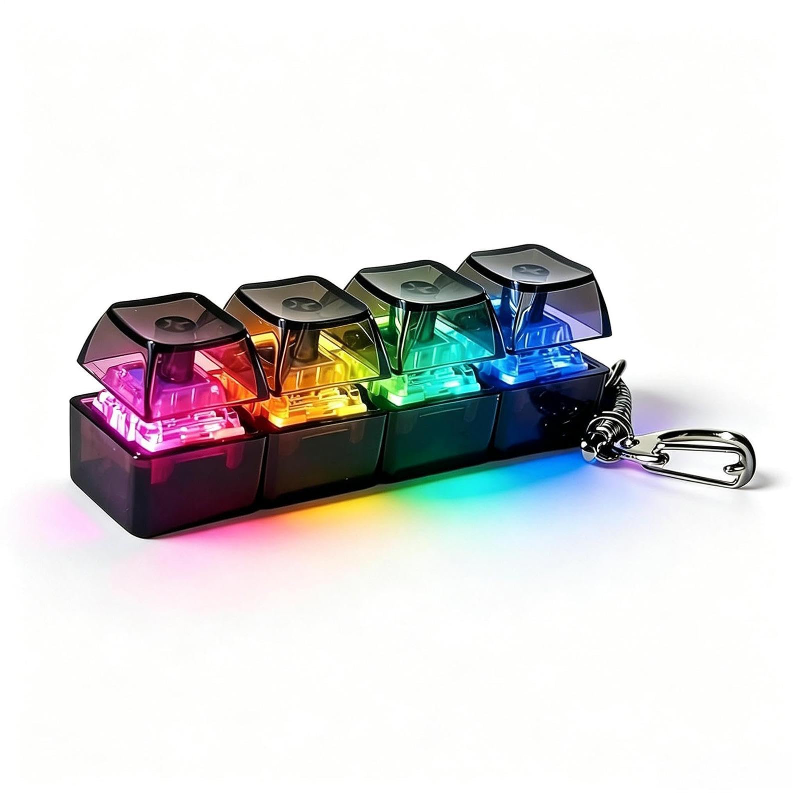 Keyboard Fidget Toy 7.5*2*3cm 4 Keys Fidget Keyboard Keychain PC Stress Relief Keyboards Clicker Fidgets Toys Light Up 7 Colors Glowing Clicky Keyboards Fidgets Toy For Adults Kids Office School Home