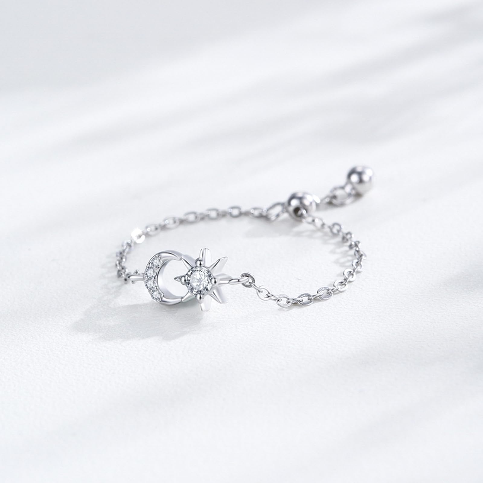Anillo de oro para mujer, diamante cultivado en laboratorio, oro blanco, anillo de boda ajustable para mujer