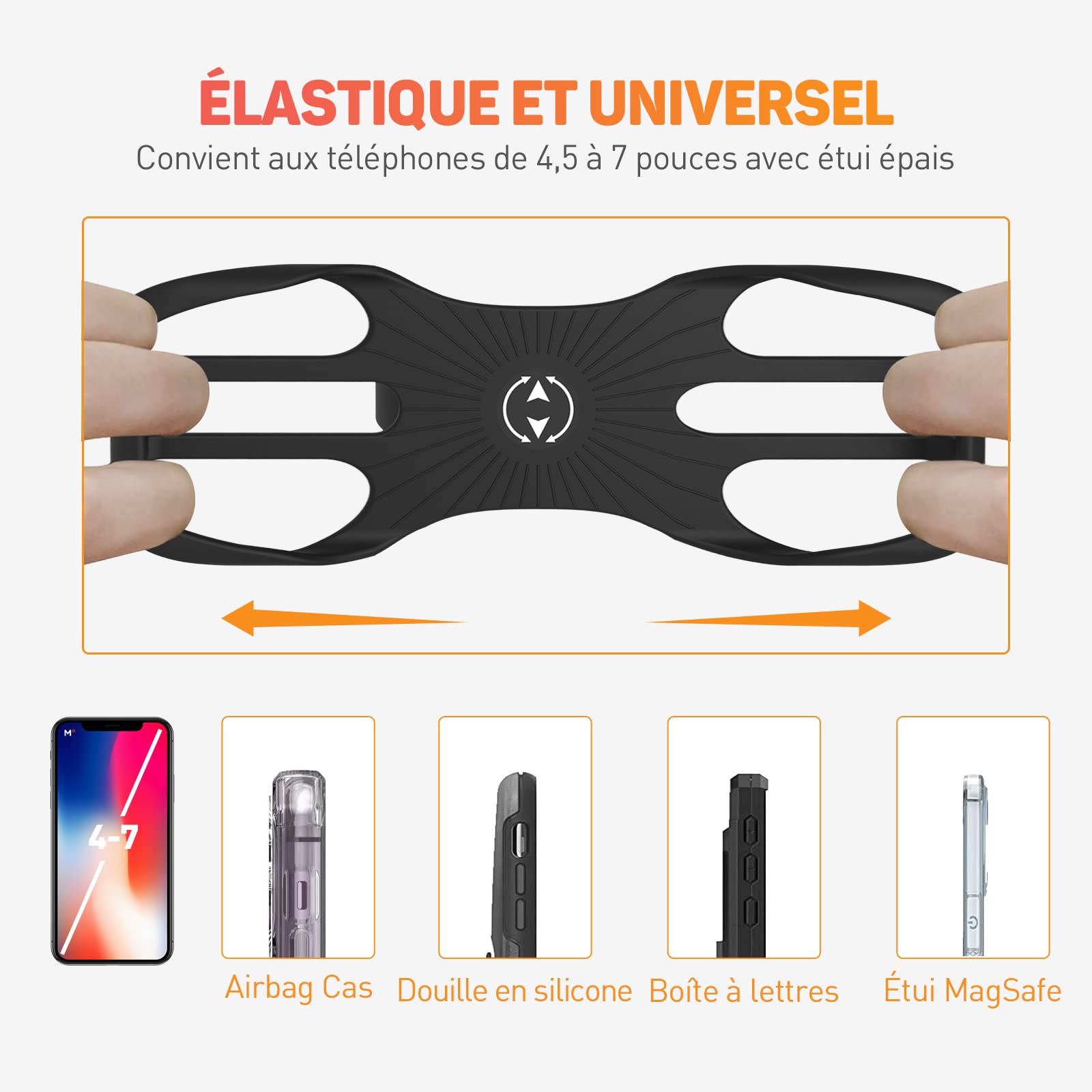 Support Téléphone Vélo, Support Téléphone Moto 360° Rotation, Universel Porte Telephone Velo pour Trotinette Electrique, VTT, Trottinette, Scooter, Moto Sportive, 4.5-7 Pouces Smartphones