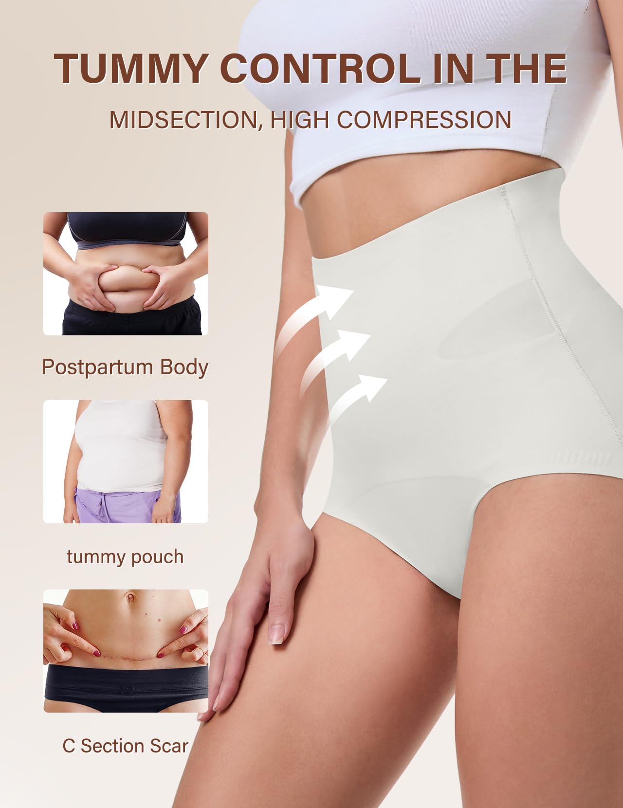 Shapewear Damen Bauchweg Unterhose Nahtlose Unterwäsche Frauen Hohe Taille 2er-Pack