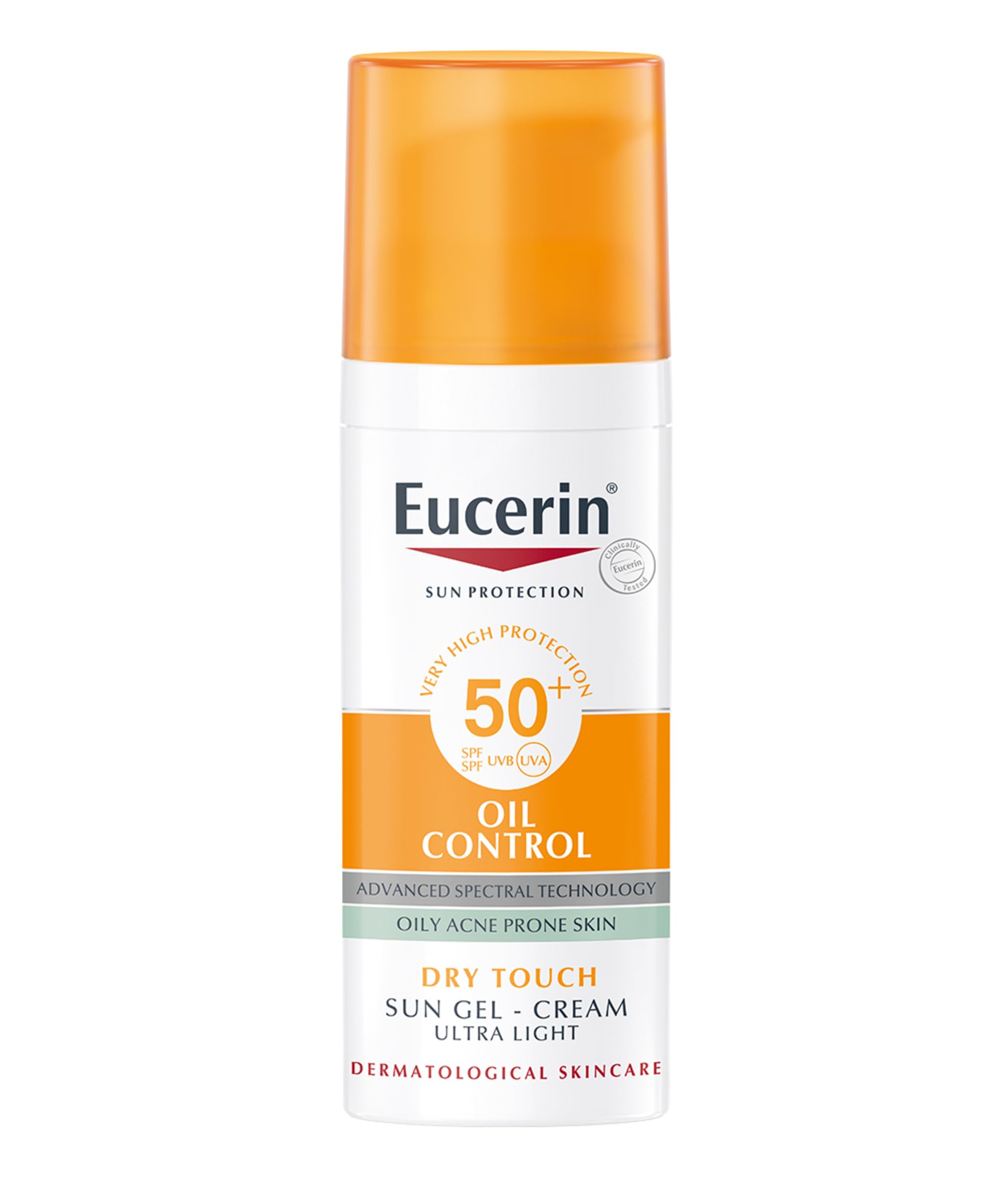 Oil Control Sun Gel-Cream Dry Touch SPF 50+ 50ml, Unscented Sun Protection Gel for Sensitive, Oily and Acne-Prone Skin, Fast-Absorbing Sunscreen with UV Filter