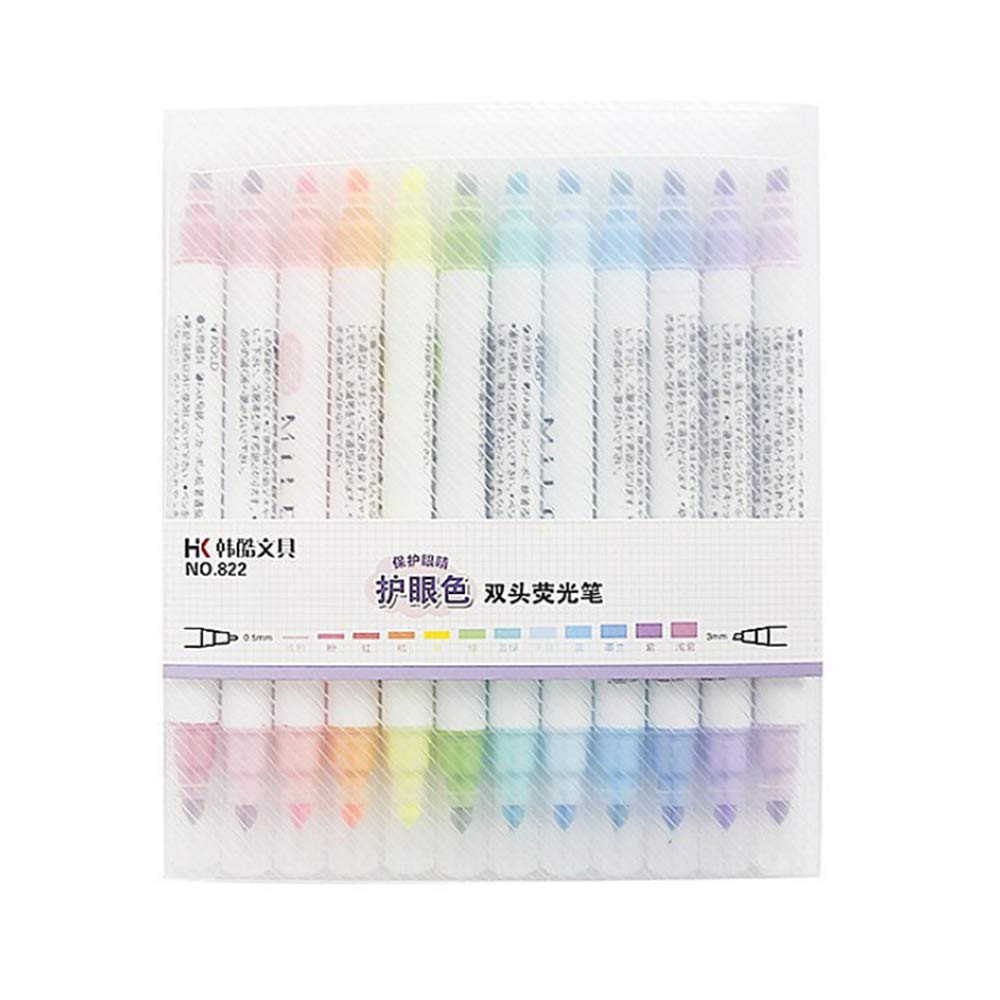 VIDOO 12 Colori Doppia Testa Evidenziatore Colorato Graffiti Pen Rottamare Carta Mestiere Colorato Multicolore Rainbow Marker Penna Forniture di Cancelleria
