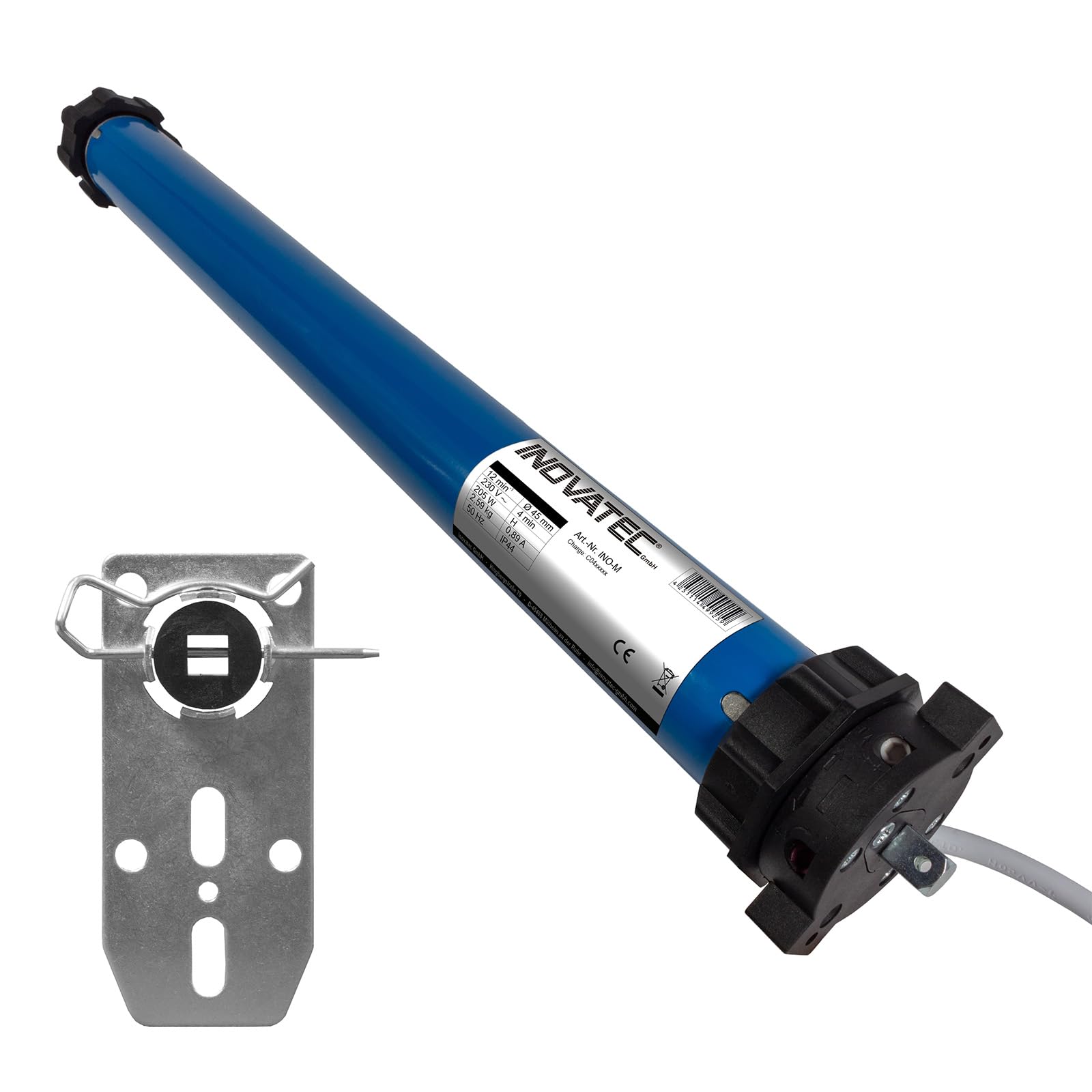 INOVATEC Rollladenmotor Set INO-M 20 Nm, 45 kg Zugkraft, 60 mm 8-Kant Welle inkl. höhenverstellbarem Abrolllager