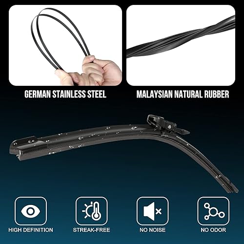 Miniatura 3 de wenyant 26 + 26 pulgadas, compatible con Audi Q7 2007-082015, limpiaparabrisas delantero, repuesto de equipo original (juego de 2)