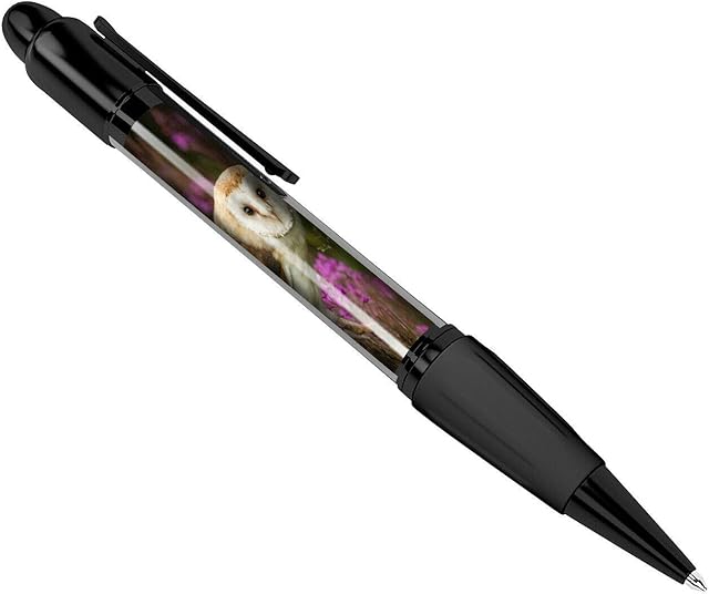 Barn Owl Black Ballpoint Pen Bird Prey British Wildlife Flowers #15813