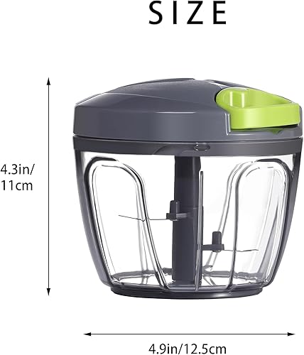 Ourokhome Manual Food Processor Vegetable Chopper, Portable Hand Pull String Garlic Mincer Onion Cutter for Veggies, Ginger, Fruits, Nuts, Herbs, etc., 650ml, Grey
