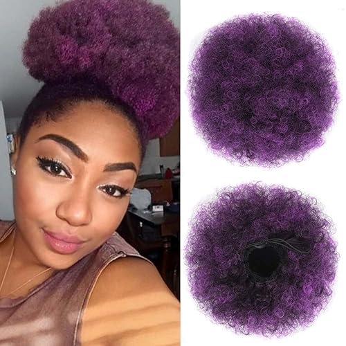 nevermindyrhead Extensión de cabello de cola de caballo con cordón para mujeres negras, cola de caballo afro corta sintética para cabello natural,