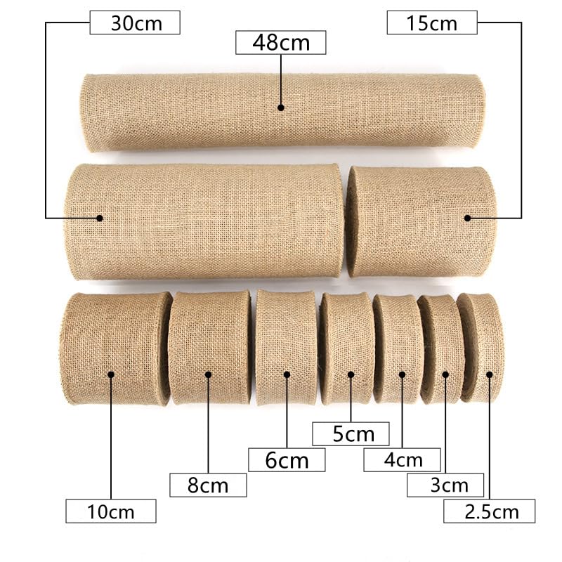 2/4 Metri di Larghezza 2,5-50 cm Nastro da Regalo di Iuta Tessuto Rotolo di Nastro di Iuta Nastro Largo di Iuta per Decorazioni rustiche Confezioni Regalo