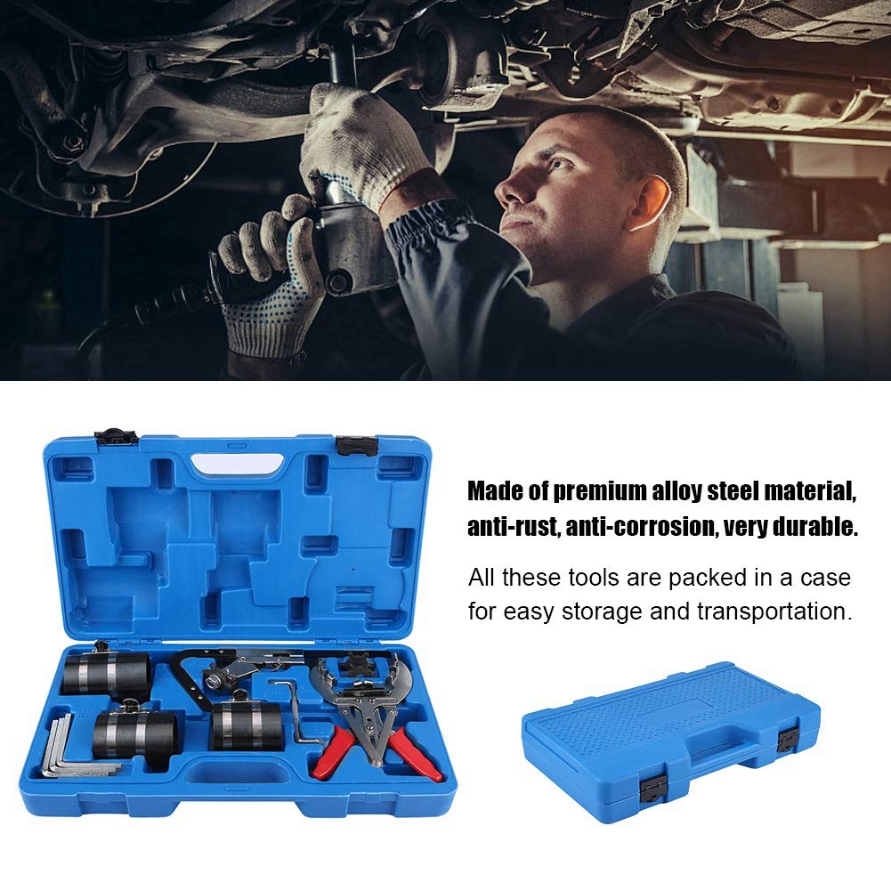Set di Attrezzi per Fasce Elastiche per Fasce Elastiche in Acciaio Legato, 3 Dimensioni del Compressore da 53 a 175 Mm, con Pulitore per Scanalature di Espansione dell'anello per Meccanici