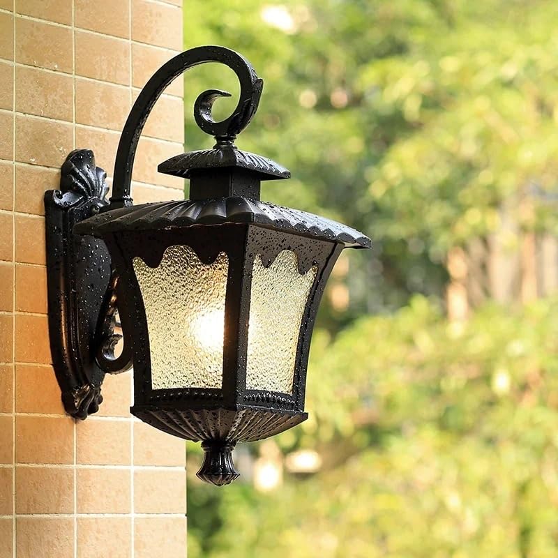 Genérico Apliques de pared, Aplique de pared for exteriores, negro, impermeable, rústico, retro, for patio, balcón, pasillo, iluminación exterior