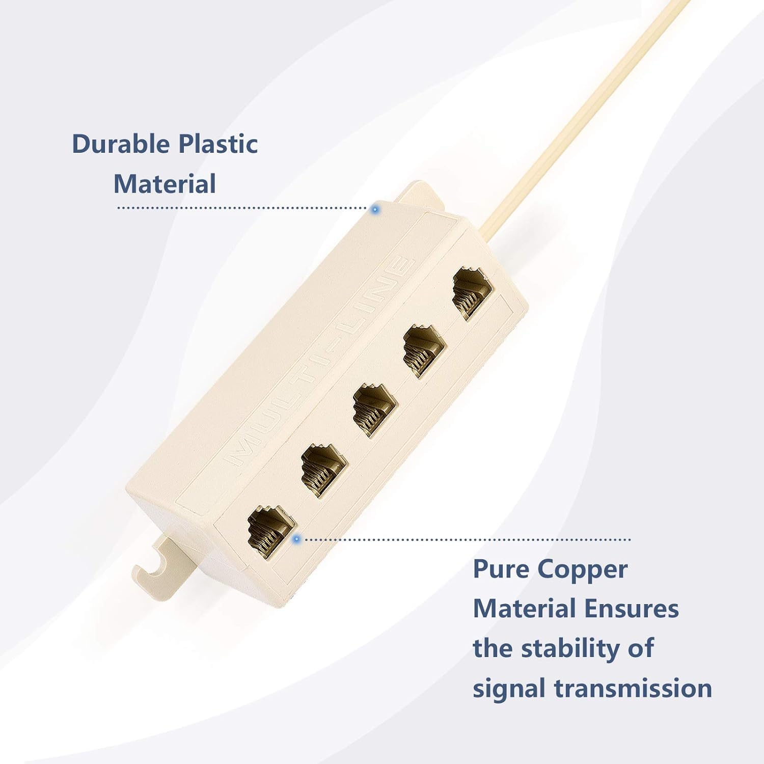 Adapter 5-kierunkowy gniazdko 6P4C RJ11 RJ12 telefon modułowy adapter rozdzielacza liniowego beżowy 1-w-5-out