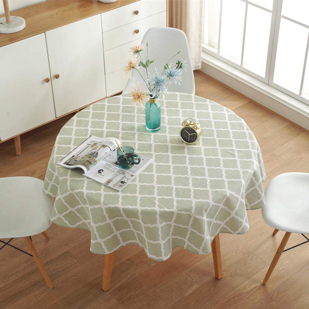 Nappe ronde gris vert en coton lin pour embellir vos repas de Noël de 120 cm