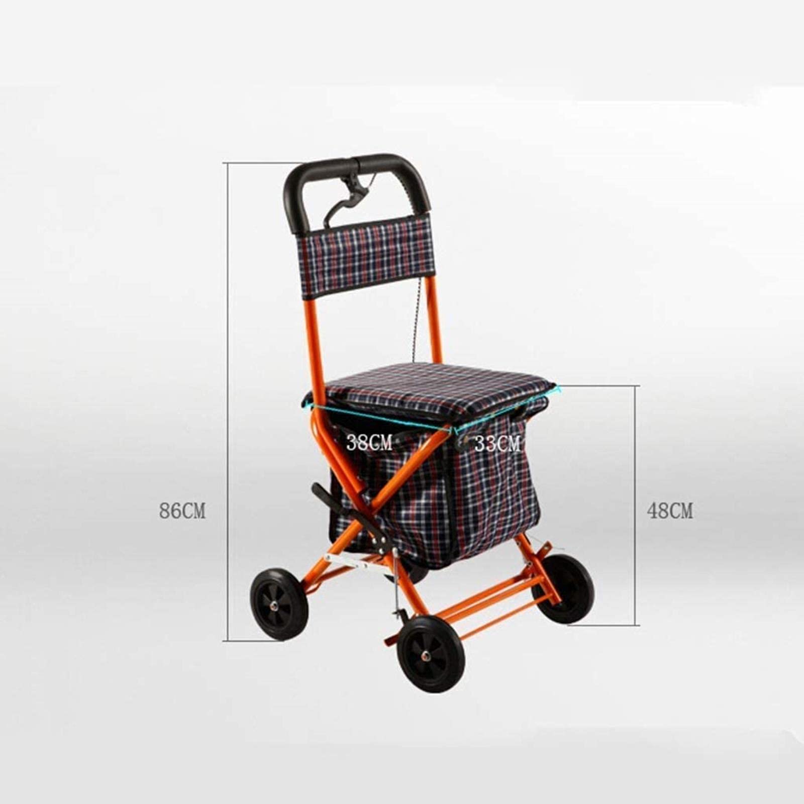 Rollator Walker Carrello portatile pieghevole per uso domestico Ausilio per la deambulazione per disabili con freni a mano con borsa della spesa Leggero e compatto