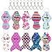 Heyah Lip Balm/Chapstick Holder Keychain with 10 Metal Clip Cords, Vibrant Color, Lightweight, Chapstick Tracker and Safeguard, 10 Pack