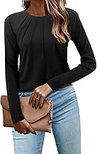 Beluring Ladies Shirts Long Sleeve Tops Plain Coloured Blouses Crew Neck Top