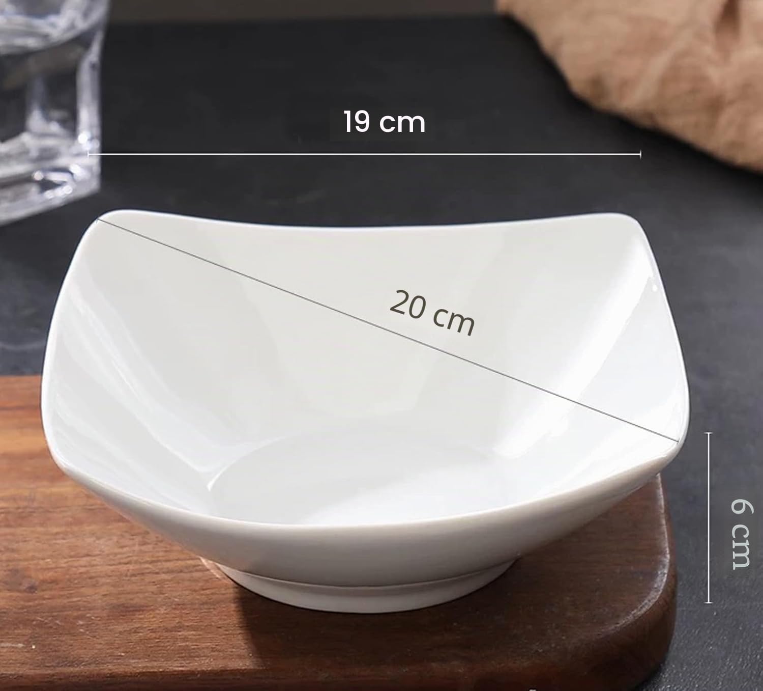Set di 4 ciotole per insalata TuYines, set di ciotole in porcellana per insalata, bianco, per pasta, piatto profondo per spaghetti, ciotola per cereali adatta al microonde, ciotola da portata per