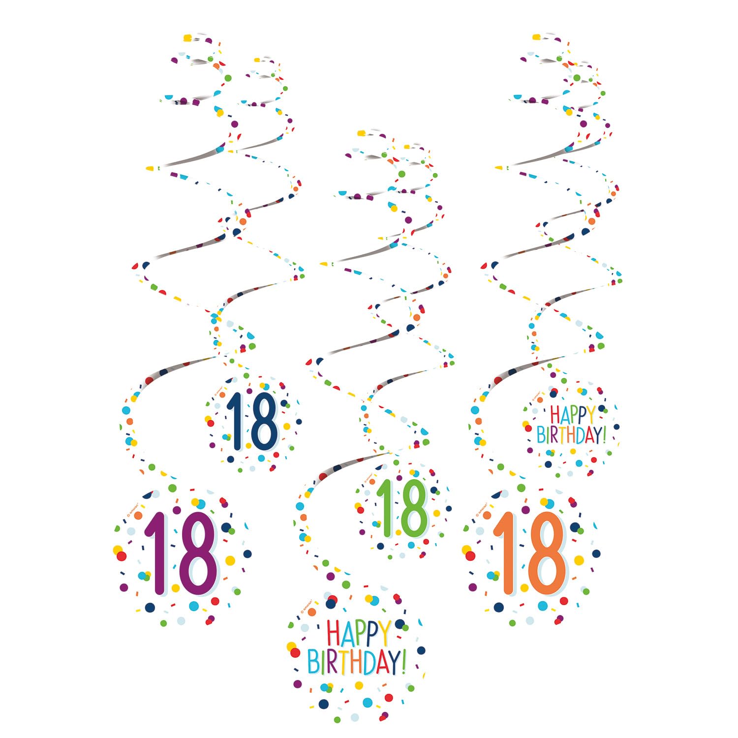 amscan Spiral Garlands 18 Confetti Birthday 61 cm Paper Pack of 6