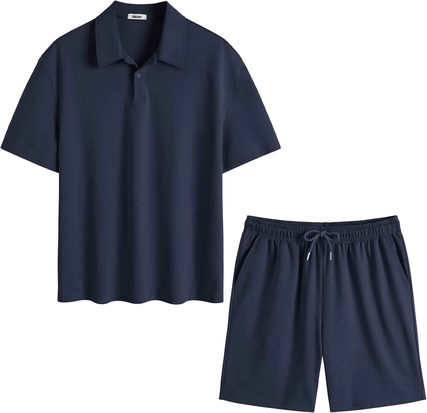 COOFANDY Men's 2 Piece Outfits Casual Cotton Short Sleeve Polo Shirts and Shorts Sets Loose Fit Summer Athletic Track Suits