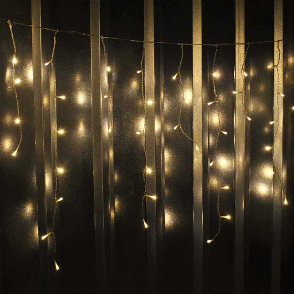 LightsGo Waterproof Warm White Icicle Christmas Fairy Lights 120 Lights