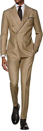 Mens 2 Pieces Double Breasted Peak Lapel Business Wedding Tuxedo