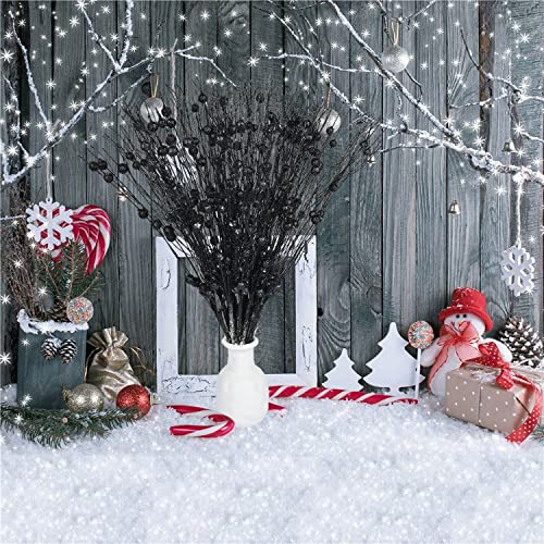 Lvydec 22Pcs Christmas Glitter Berries Stems, 17" Artificial Christmas Picks For Christmas Tree Ornaments, Diy Xmas Wreath, Crafts, Holiday And Home Decor (Black) #TOP6