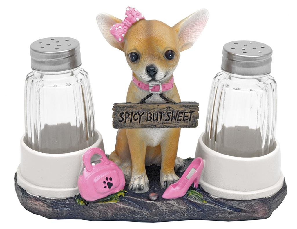 Dwk Girls Chihuahua Animal Holder With Salt And Pepper Shaker Set (3 Piece) | Kitchen Décor And Accessories | Salt And Pepper Shakers | Home Décor | Home Decorations… (Chihuahua)