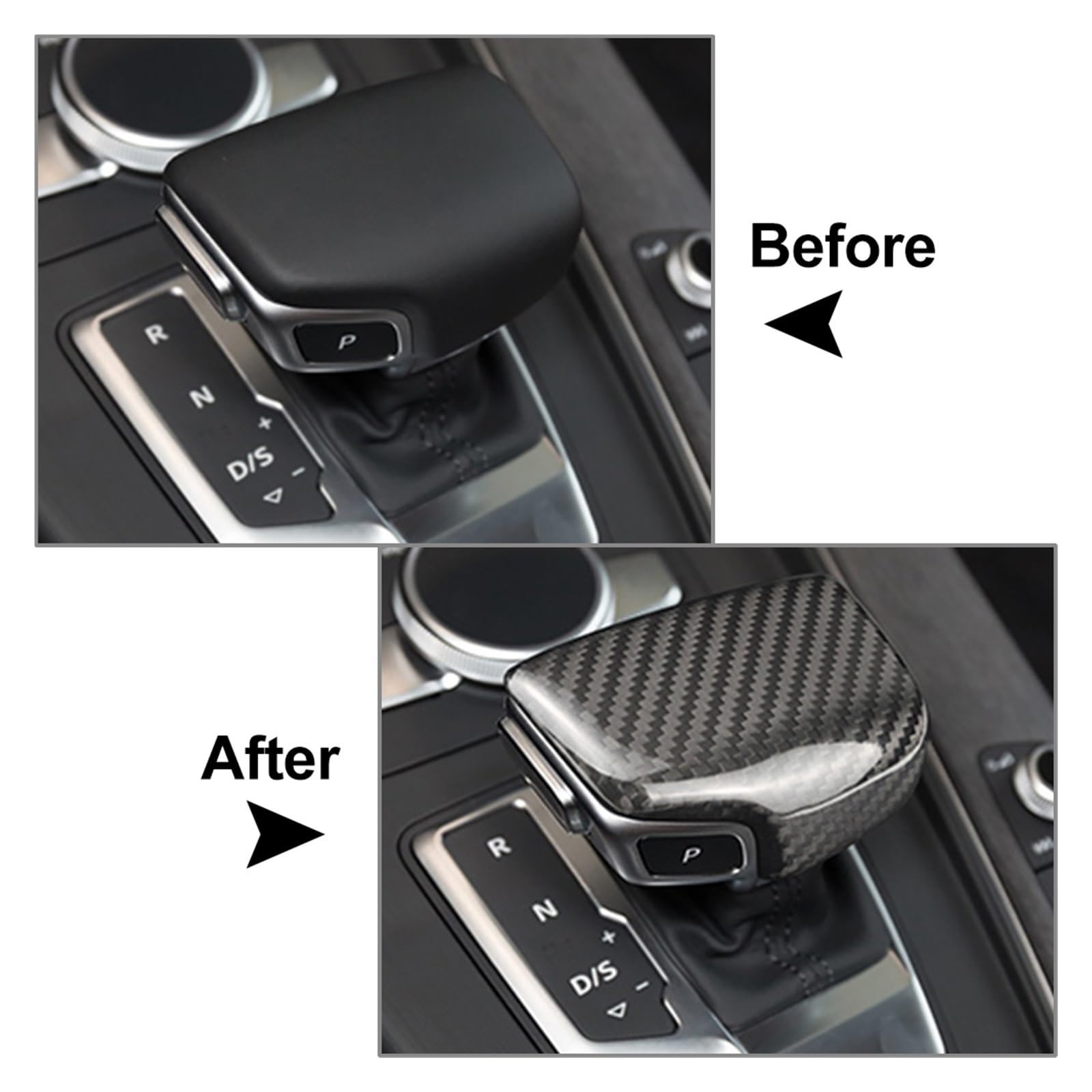 Pomello del cambio Copri pomello cambio automatico in fibra di carbonio adesivo rivestimento accessori auto per A4 B9 A5 Q7 2017 2018