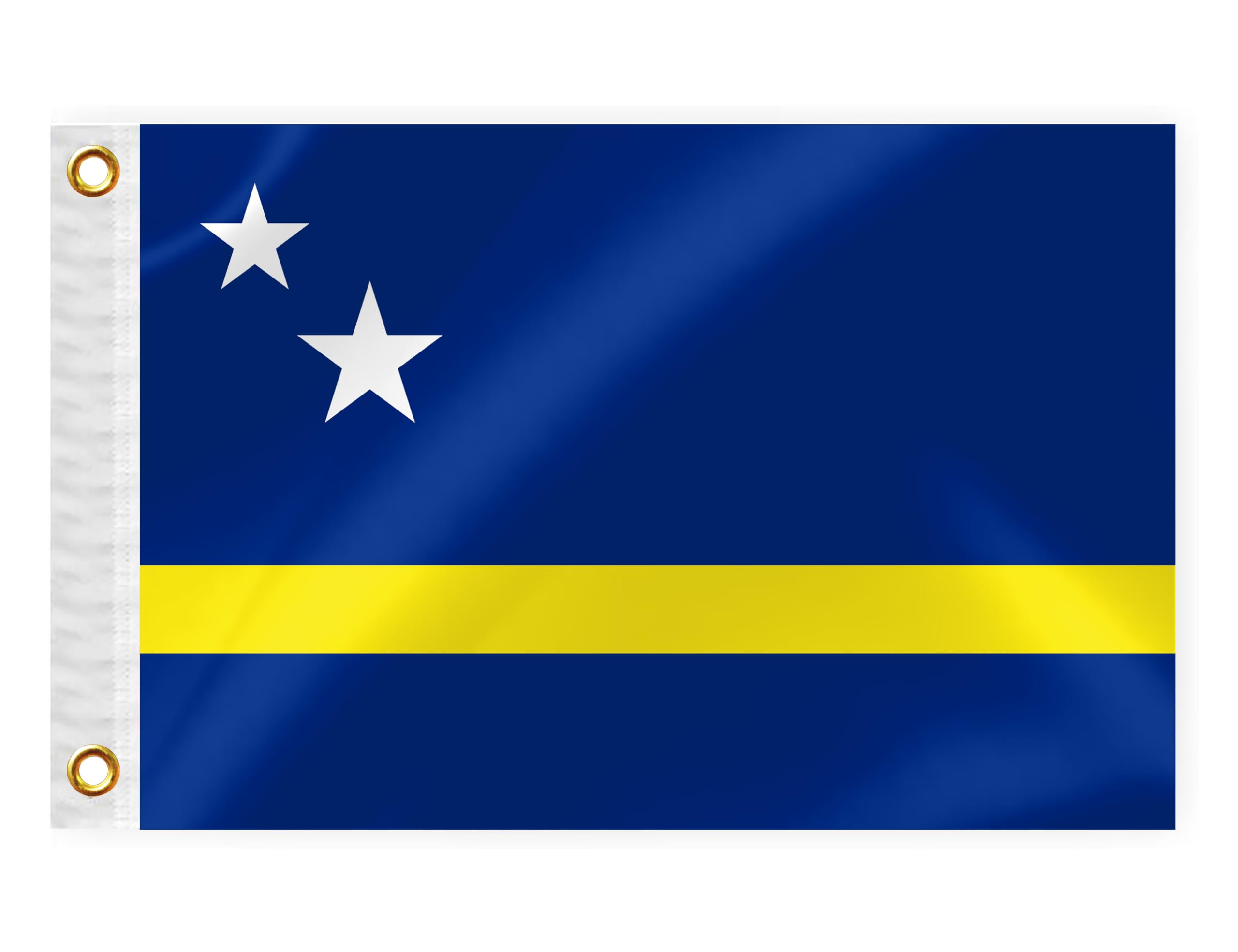 Curaçao Boat Nautical Flag 12x18IN Double Sided Curaçaoans Marine Banner Nylon Small Yacht Sail Pontoon ATV Bike Truck Motorcycle Flag with 2 Brass Grommets