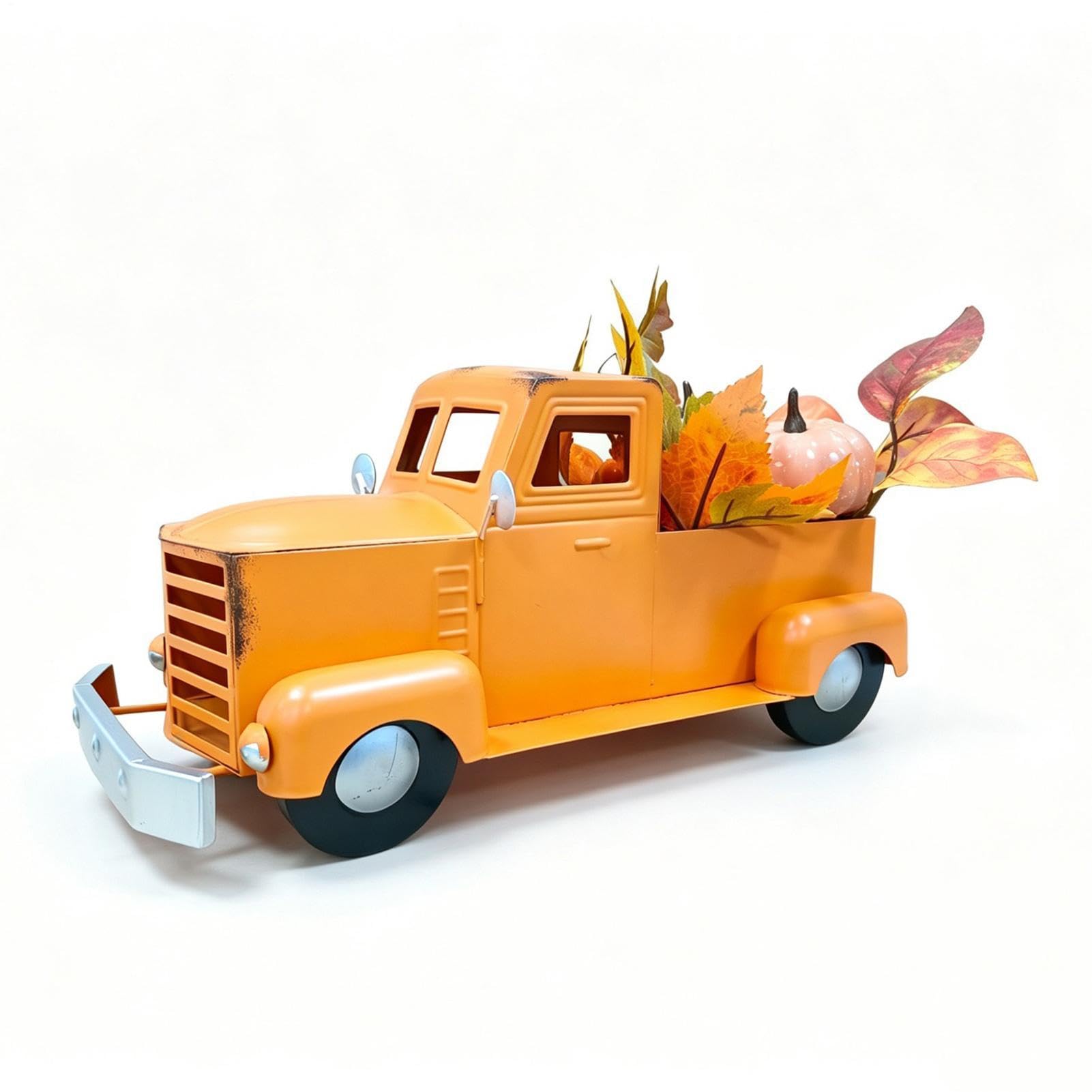 Metall Truck 32 cm Vintage Kürbis Pickup Erntedankfest Schreibtischdeko