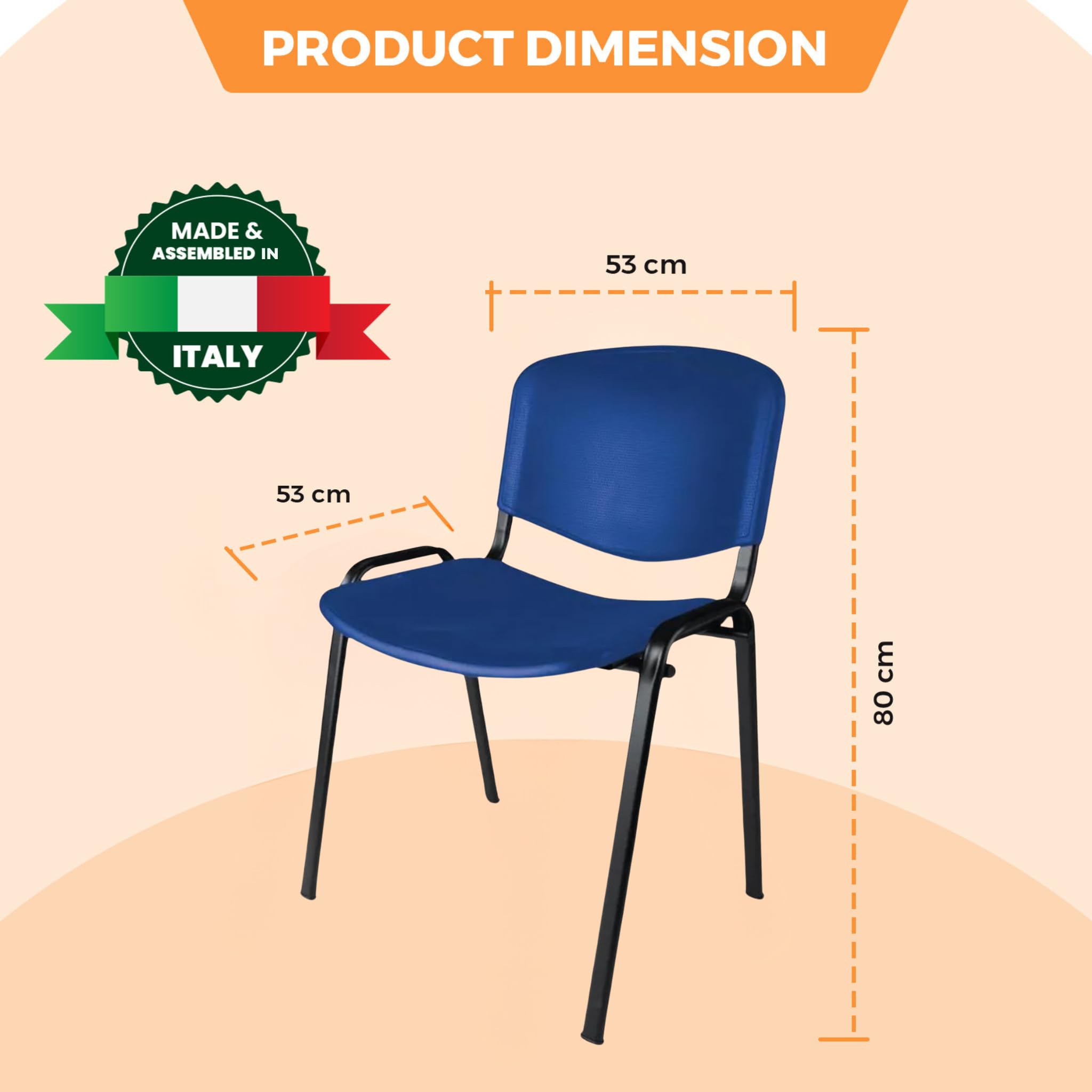 Topsit Lot de 4 chaises Visiteur, chaises de conférence, empilables, avec Assise et Dossier en Plastique