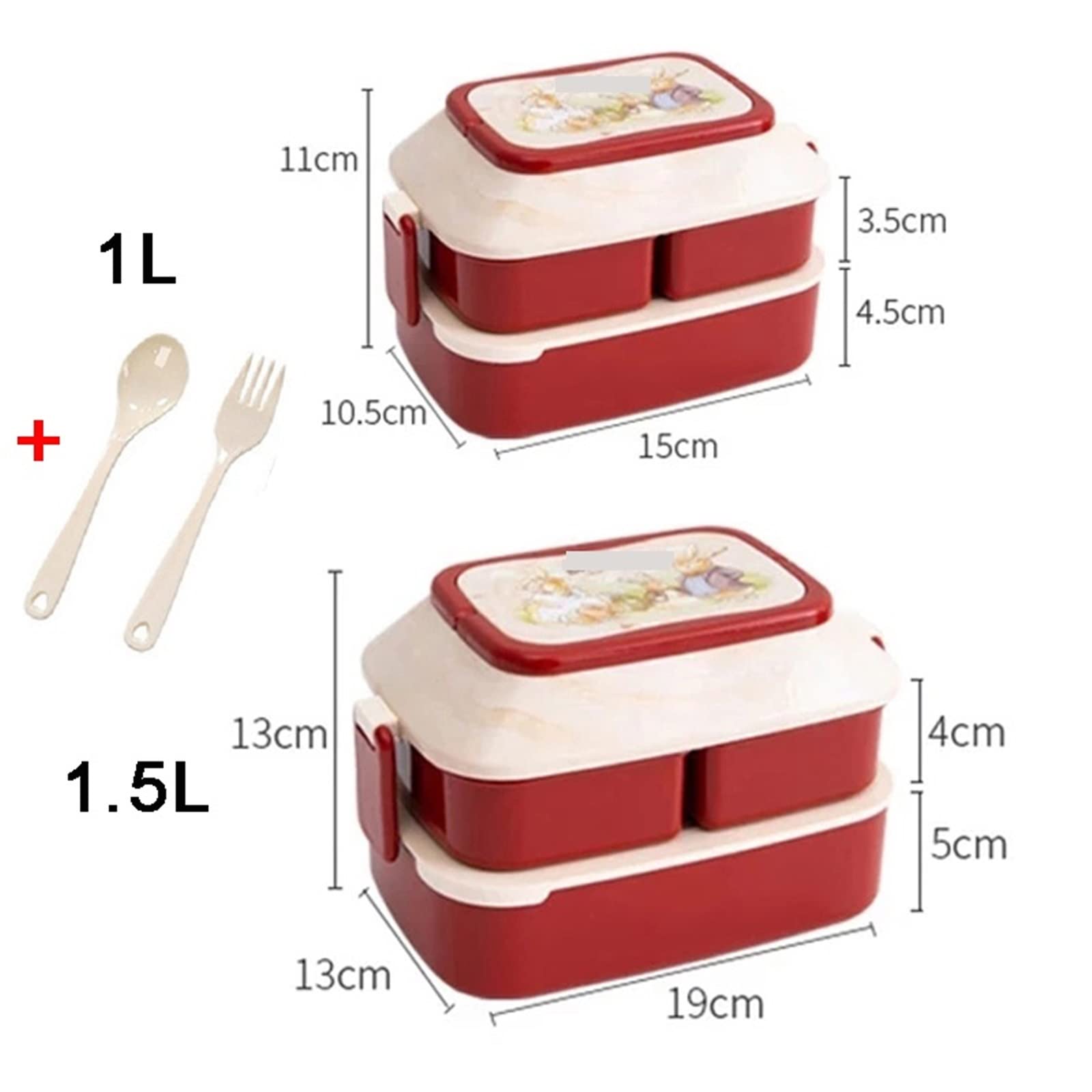 Scatole per il pranzo Contenitori per alimenti, Lunch box for adulti Lunch Box Microonde Bento Box for studenti della scuola Contenitore termico portatile for insalata e frutta con posate Lunchbox(1.5