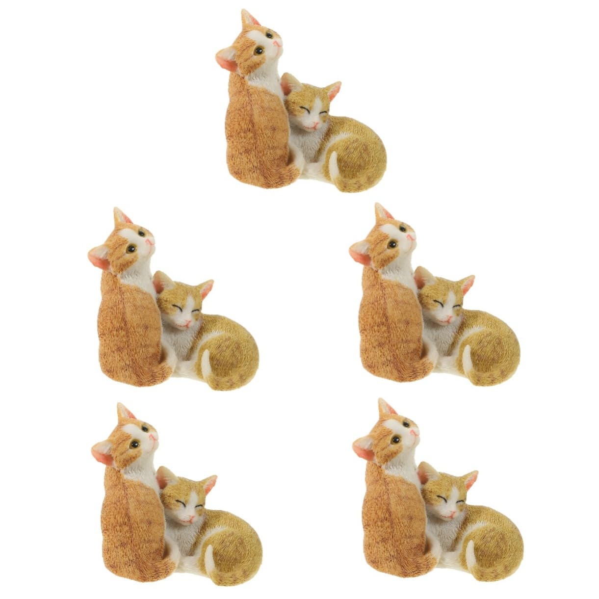 Statue de chat décorative HEMOTON en lot de 5 figurines pour pots de fleurs