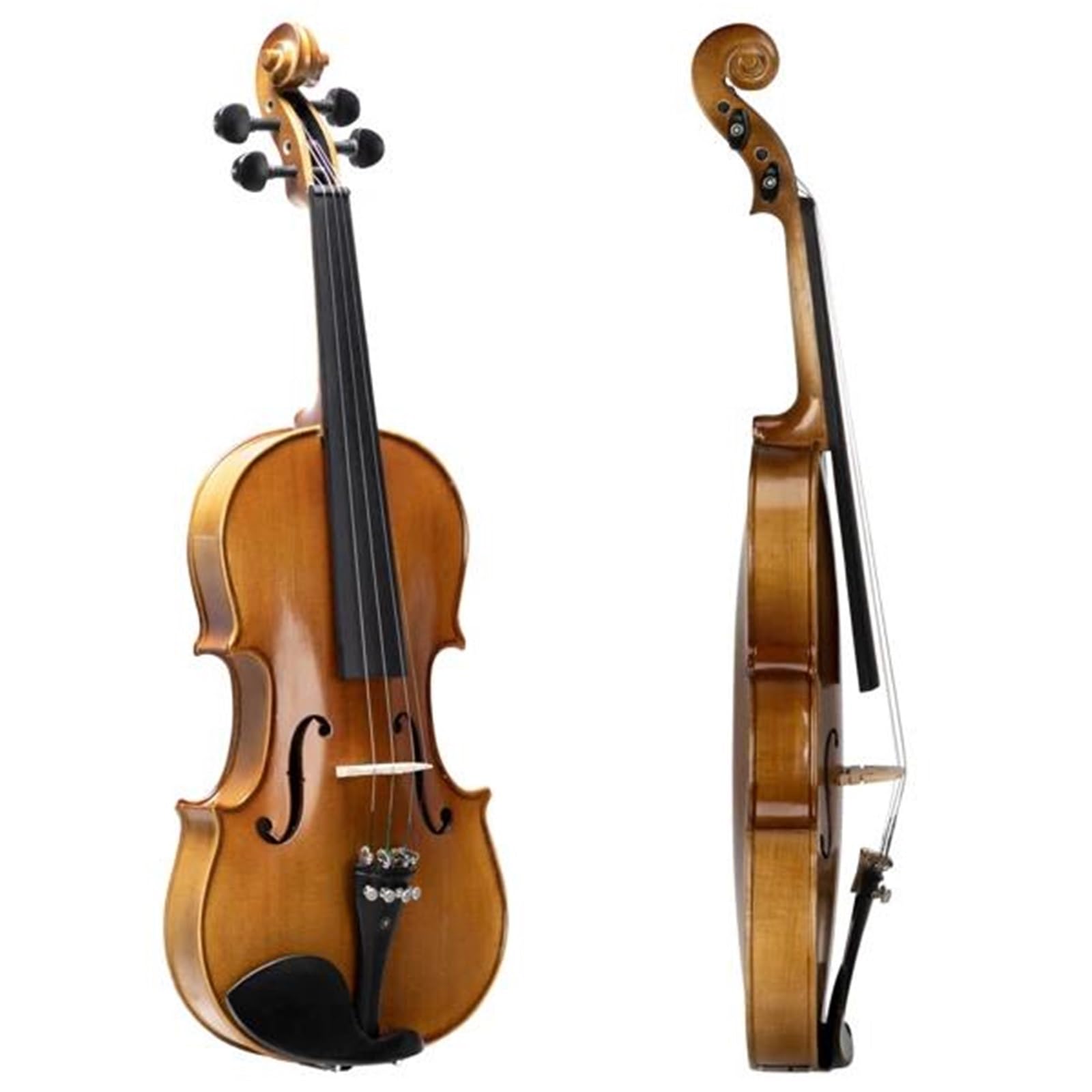 Violini Professionali Set Violino Acustico In Legno Naturale Opaco Con Custodia Quadrata E Accessori