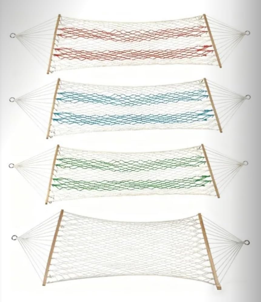 Miniatura 7 de LNWQSQR Hamaca portátil, hamaca de cuerda de algodón tradicional tejida a mano con barra separadora de madera dura y bolsa de transporte para