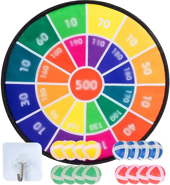 Kids Dart Board Set, 28.7 inch Foldable Dart Board Game Toy with 16 Sticky Balls, Indoor Outdoor Dartboard Game Throwing Toy Birthday Gift for 3-12 Years Old Boys Girls