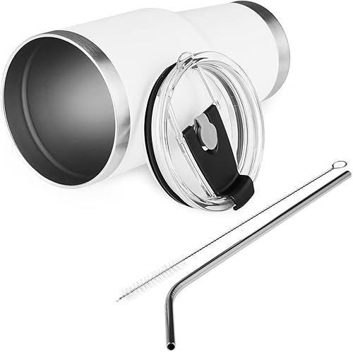 Miniatura 4 de Paquete de 12 vasos de acero inoxidable de doble pared con aislamiento al vacío de 30 onzas y 20 onzas con tapa, para bebidas frías y calientes,