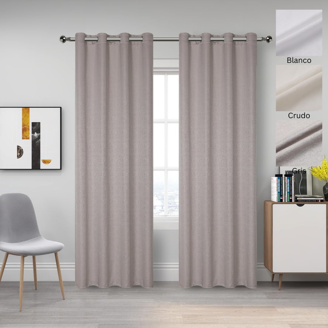 Miracle Home. 2 Piece Elegant Curtains for Living Room and Bedroom with Eyelets, Honeysuckle, W145 x H260 cm, White