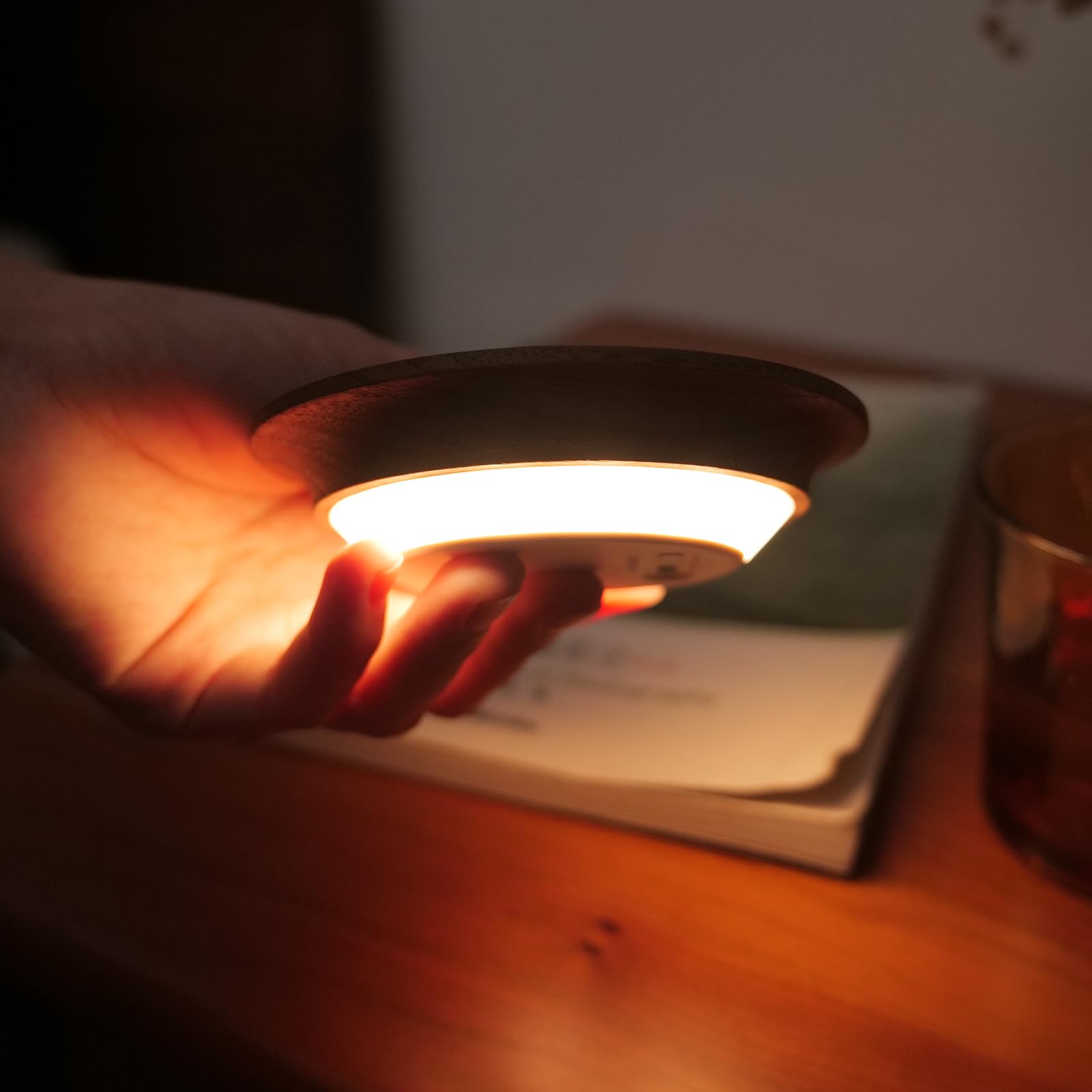 Vadifula Motion Sensor Night Light Wood Rechargeable Battery Powered Stick-On Step Lights Magnetic Closet Warm Nightlight for Hallway — view 8