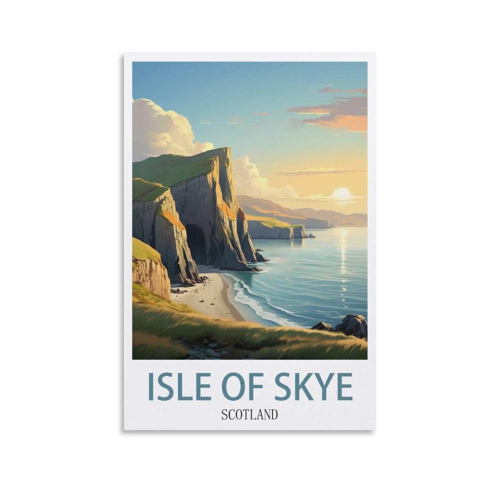 Lcynnh Unframe-Style Isle Of Skye Scotland Vintage Travel Posters Sunset 12X18inch(30X45cm) Print Poster Home Bathroom Bedroom Office Living Room Decor Canvas Poster